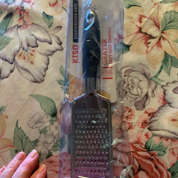 None Other - Silver Stainless Steel Cheese Grater with Black Ergonomic Handle